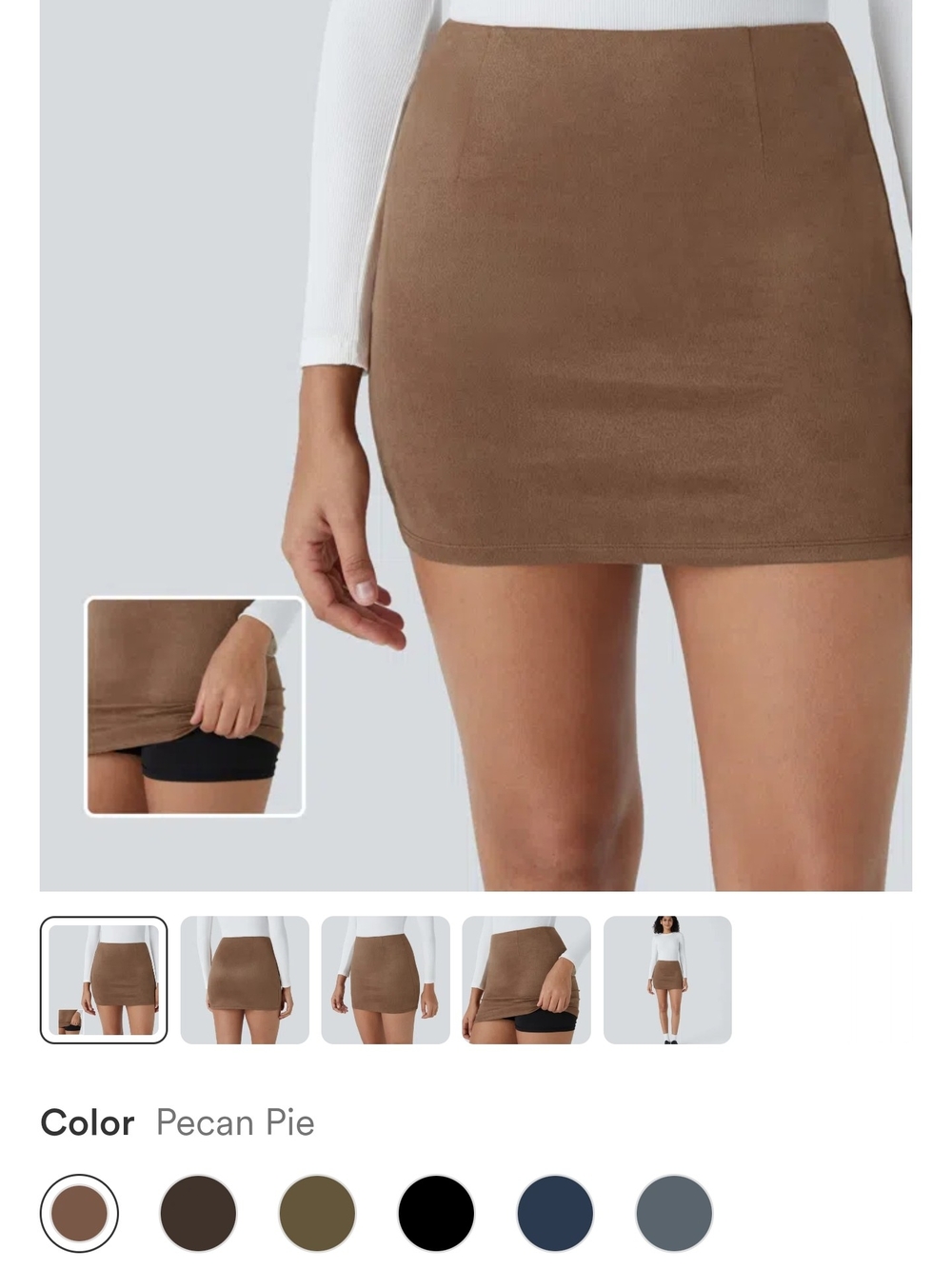 HALARA NWT Brown Suede-Look Mini Skort L - Picture 2 of 6